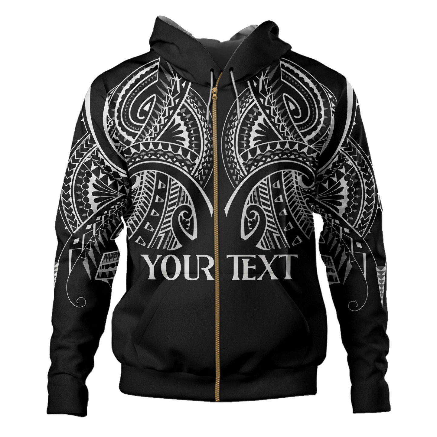 HawaiiCustom Personalised Hoodie Black Polynesian Tribal Tatau Design