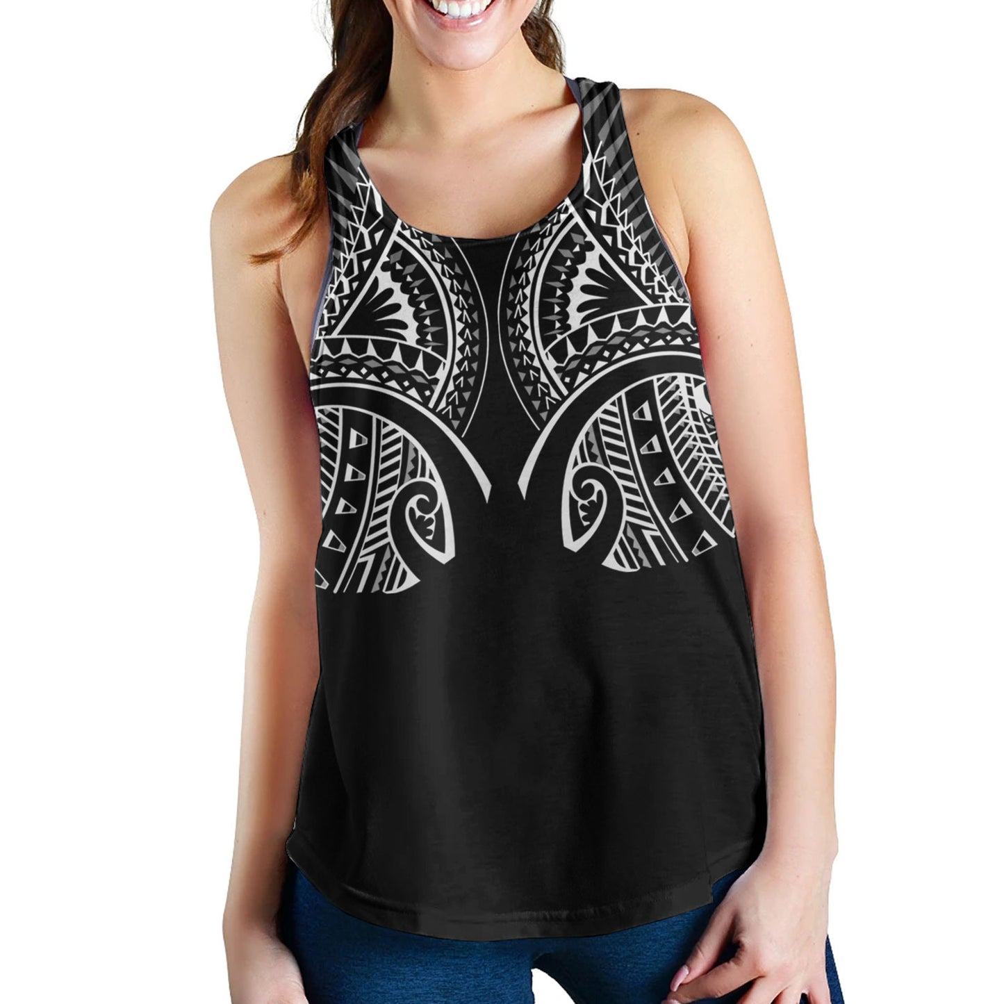 Hawaii Custom Personalised Women Tank Black Polynesian Tribal Tatau Design