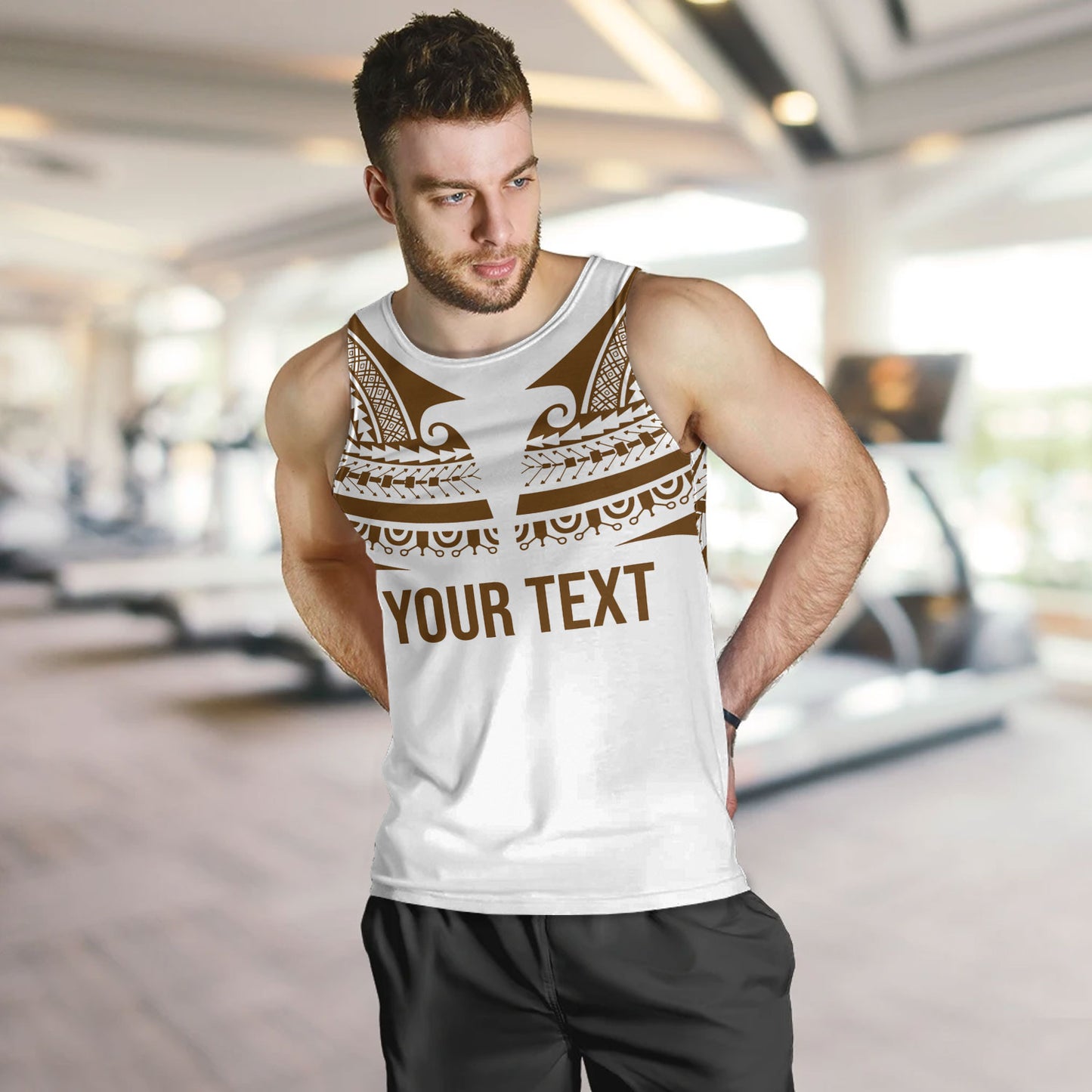 Polynesian Tank Top Custom Polynesian Tattoo Style (Brown)