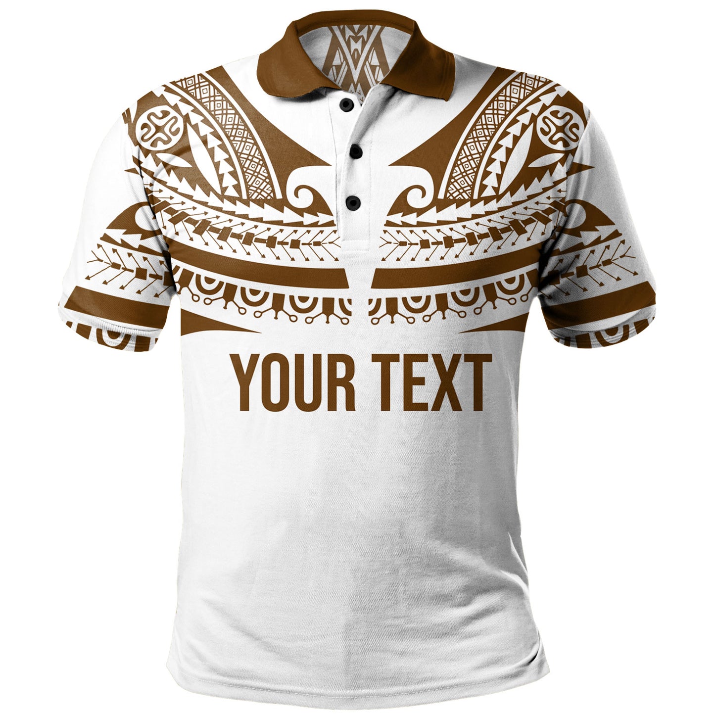 Polynesian Polo Shirt Custom Polynesian Tattoo Style (Brown)