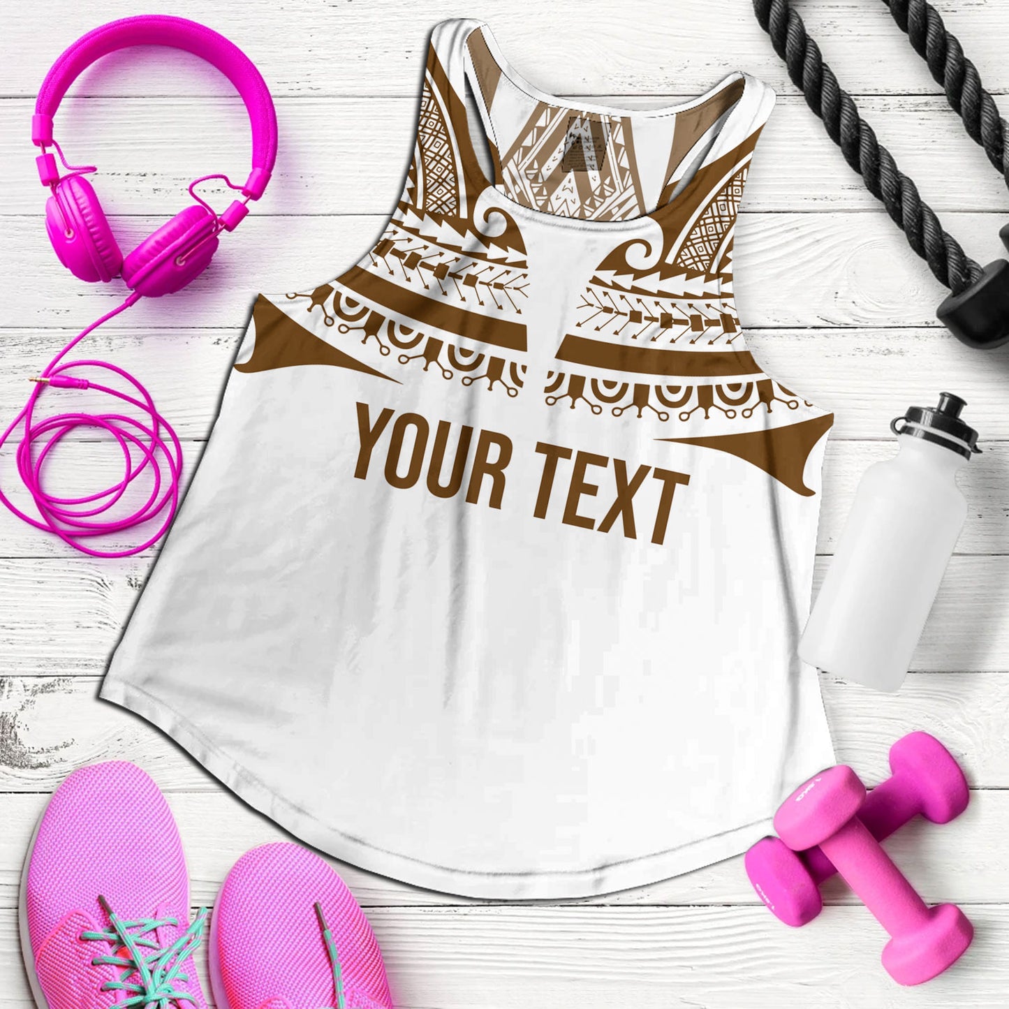 Polynesian Women Tank Custom Polynesian Tattoo Style (Brown)