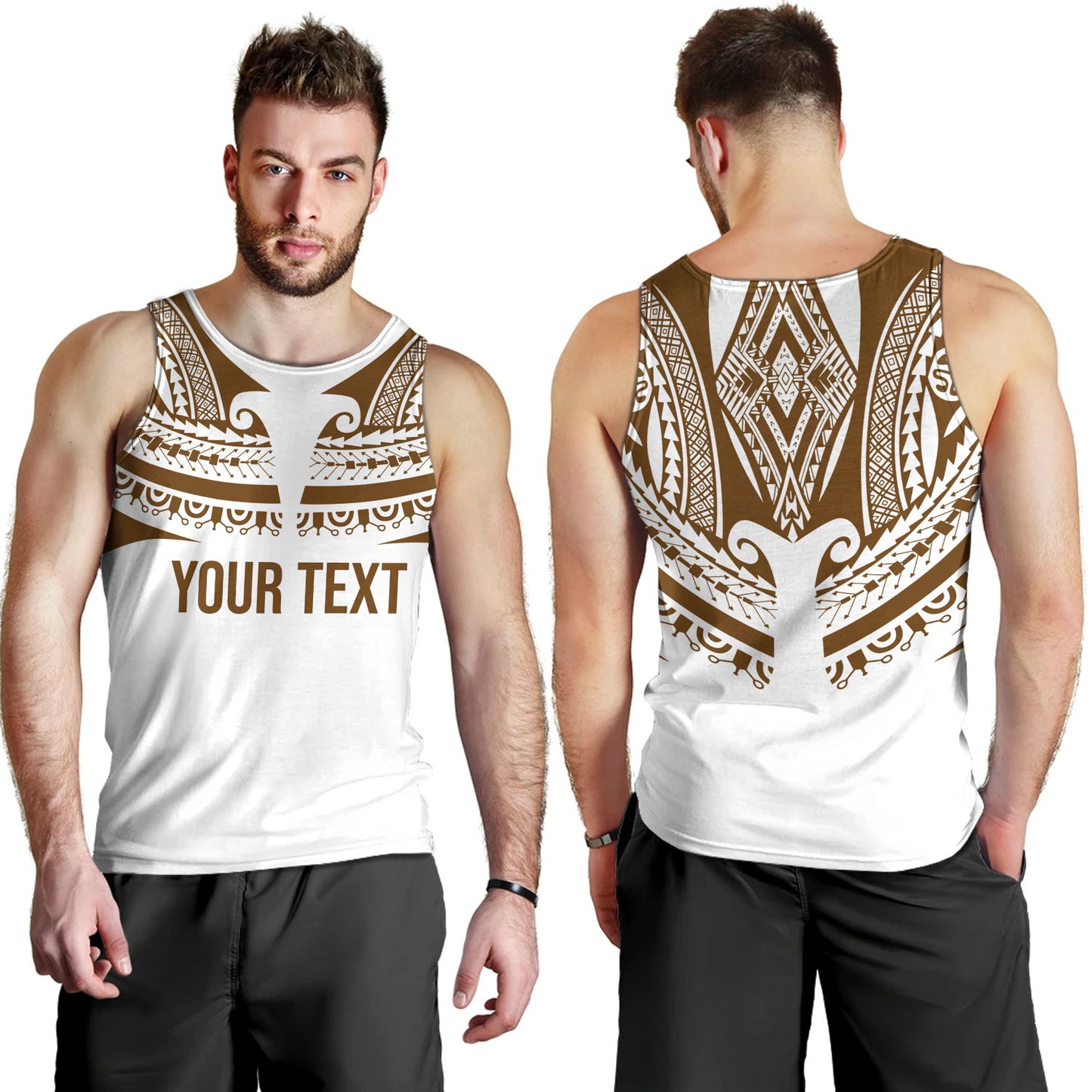 Polynesian Tank Top Custom Polynesian Tattoo Style (Brown)