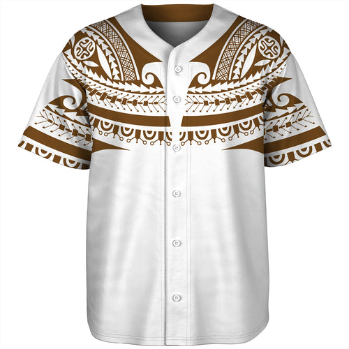 Polynesian Baseball Shirt Custom Polynesian Tattoo Style (Brown)