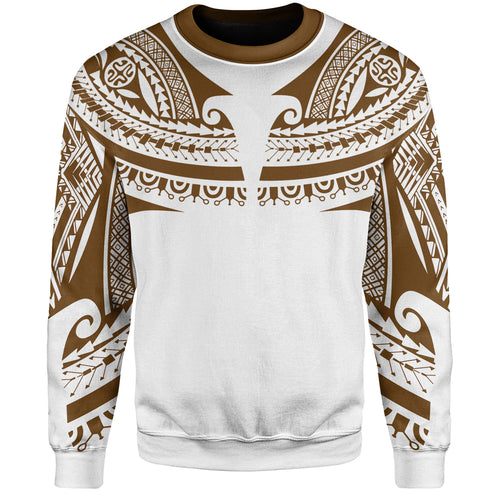 Polynesian Sweatshirt Custom Polynesian Tattoo Style (Brown)
