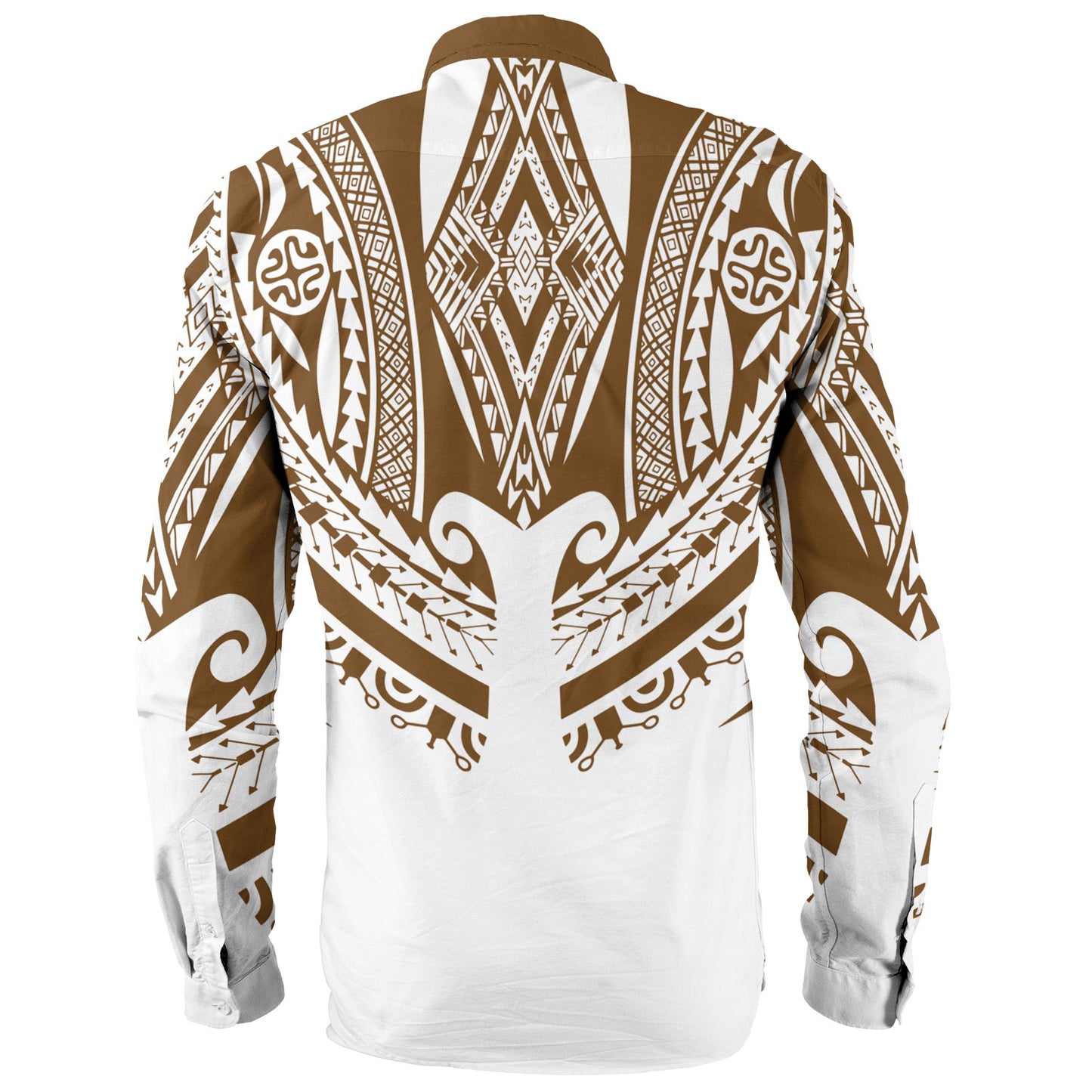 Polynesian Long Sleeve Shirt Custom Polynesian Tattoo Style (Brown)