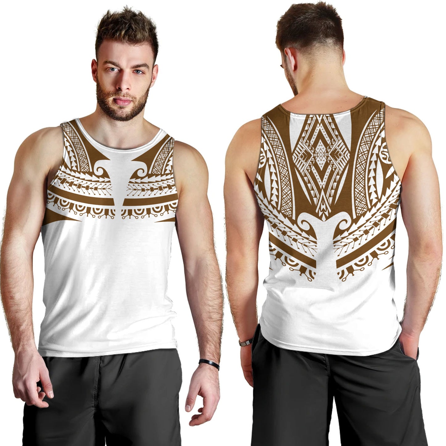Polynesian Tank Top Custom Polynesian Tattoo Style (Brown)
