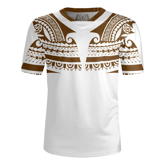 Polynesian Rugby Jersey Custom Polynesian Tattoo Style (Brown)