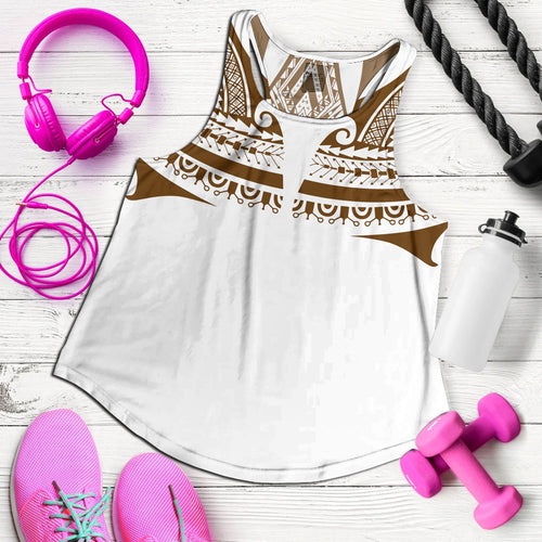 Polynesian Women Tank Custom Polynesian Tattoo Style (Brown)