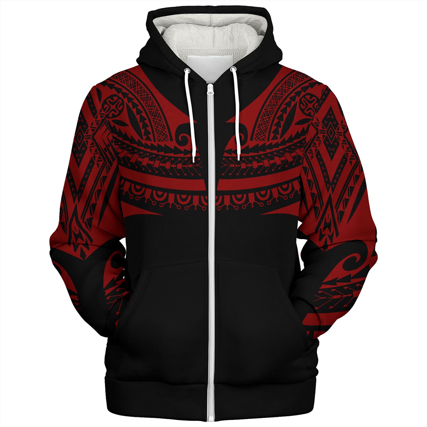 Polynesian Custom Personalised Sherpa Hoodie Polynesian Tattoo Style