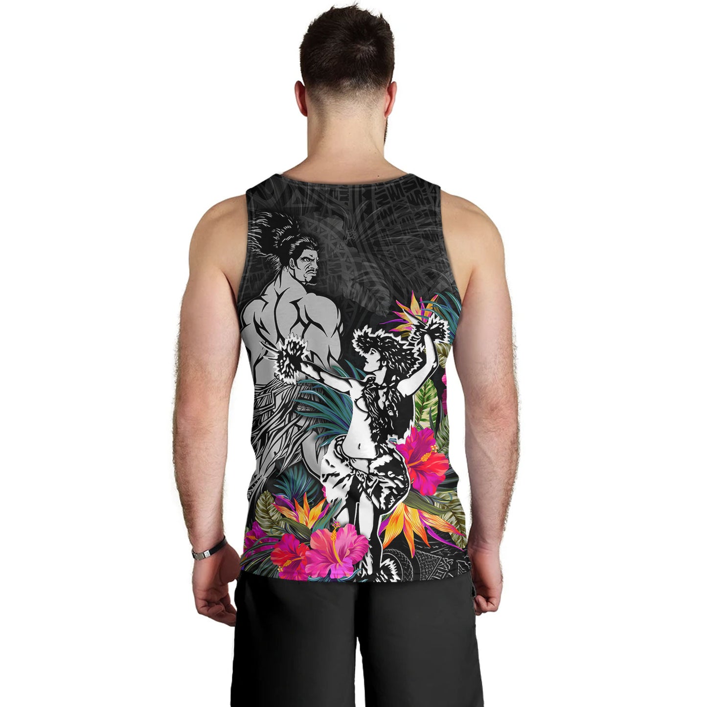 Hawaii Tank Top Hawaiian Girl And Warrior With Tropical Flowers