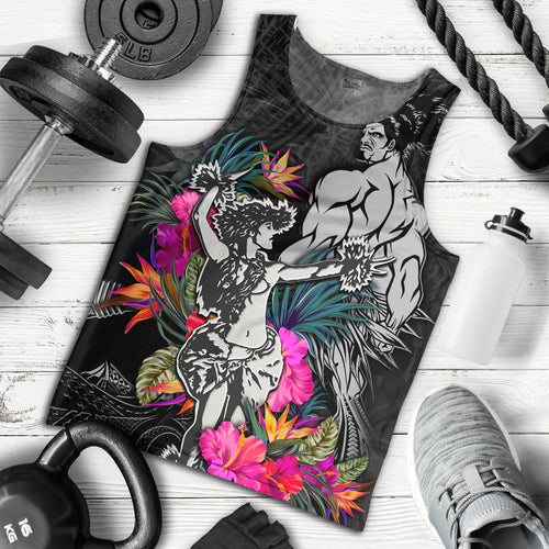 Hawaii Tank Top Hawaiian Girl And Warrior With Tropical Flowers