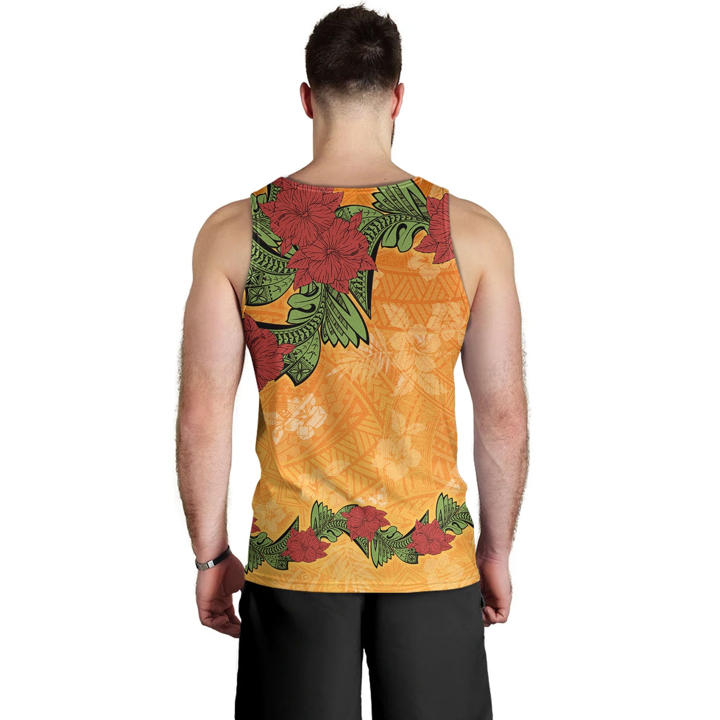 Polynesian Tank Top Tropical Flowers Polynesian Tribal Motif