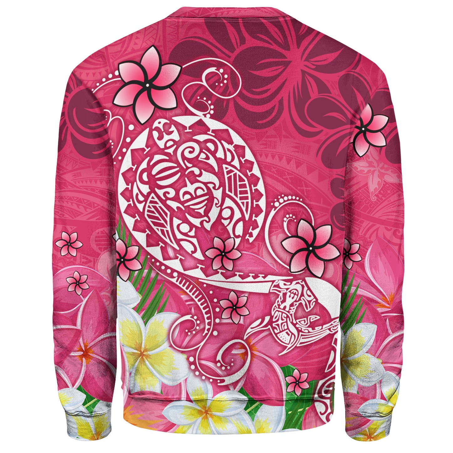 Polynesian Sweatshirt Turtle Plumeria Pink Color