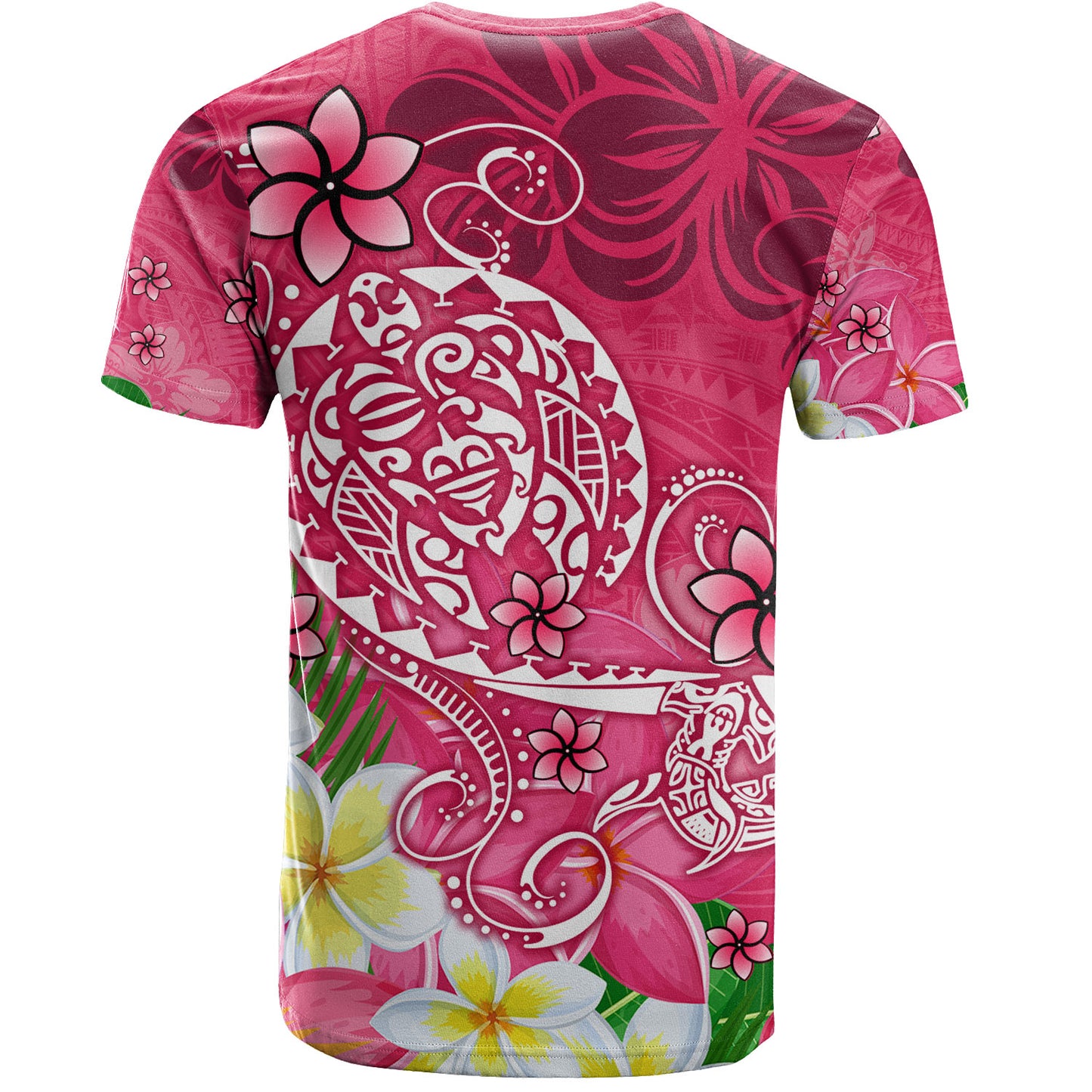 Polynesian T-Shirt Turtle Plumeria Pink Color