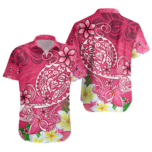 Polynesian Short Sleeve Shirt Turtle Plumeria Pink Color