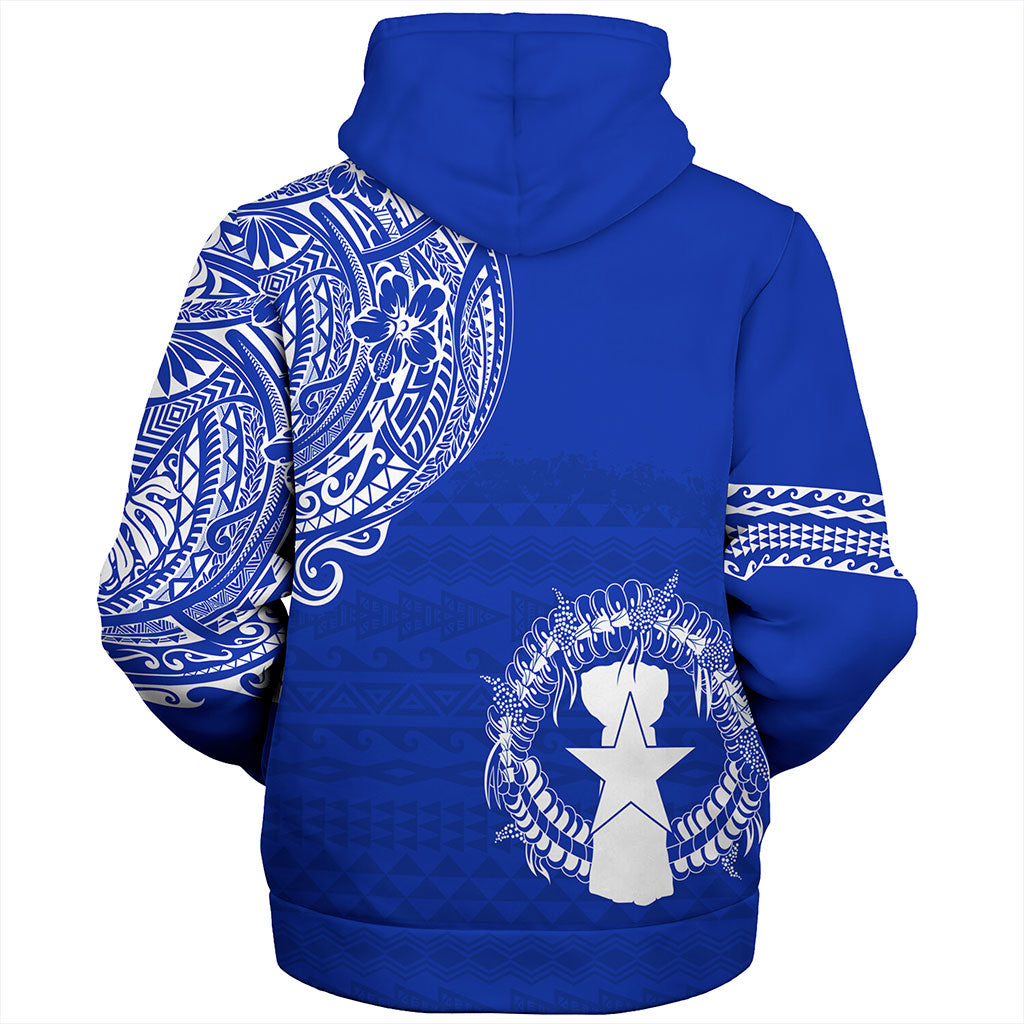 Northern Mariana Islands Sherpa Hoodie Polynesian Flag With Coat Of Arms