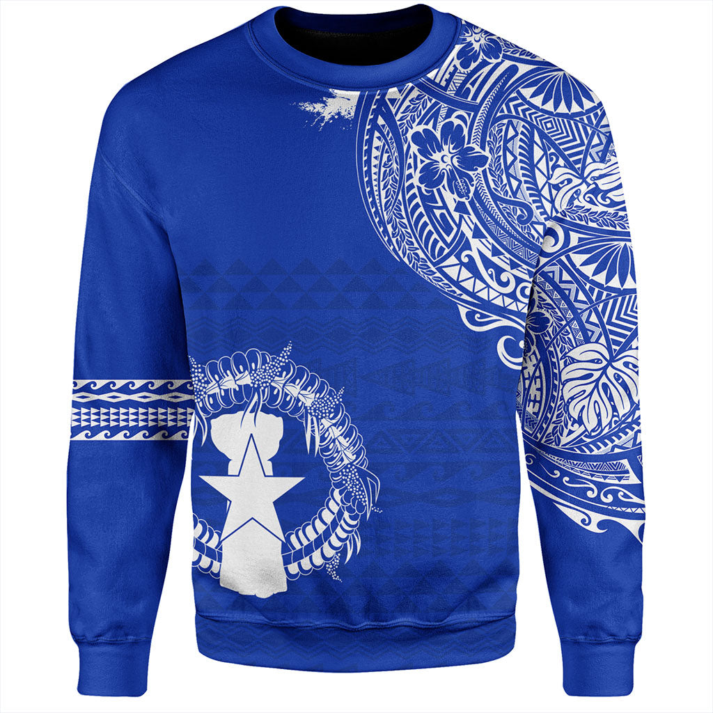 Northern Mariana Islands Sweatshirt Polynesian Flag With Coat Of Arms