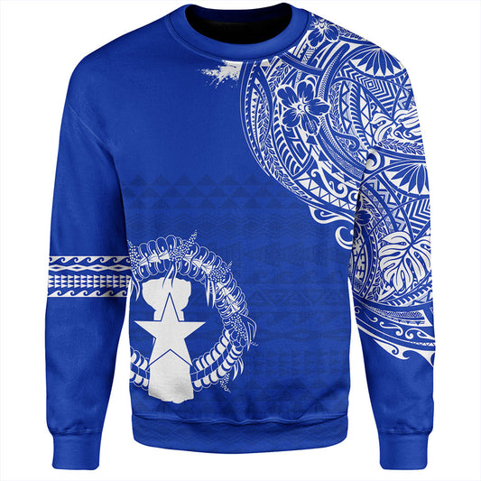Northern Mariana Islands Sweatshirt Polynesian Flag With Coat Of Arms
