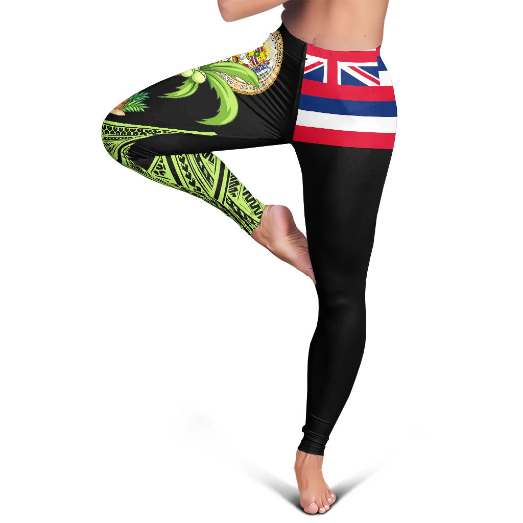 Polynesian Hawaii Legging - Coconut Tree And Flag