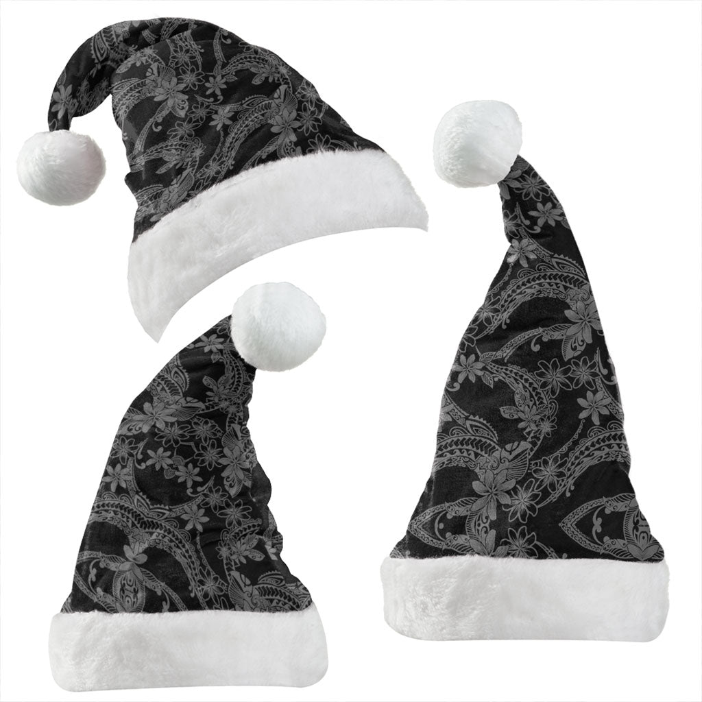 Hawaii Christmas Hat Polynesian Print Fabric And Flower Grey