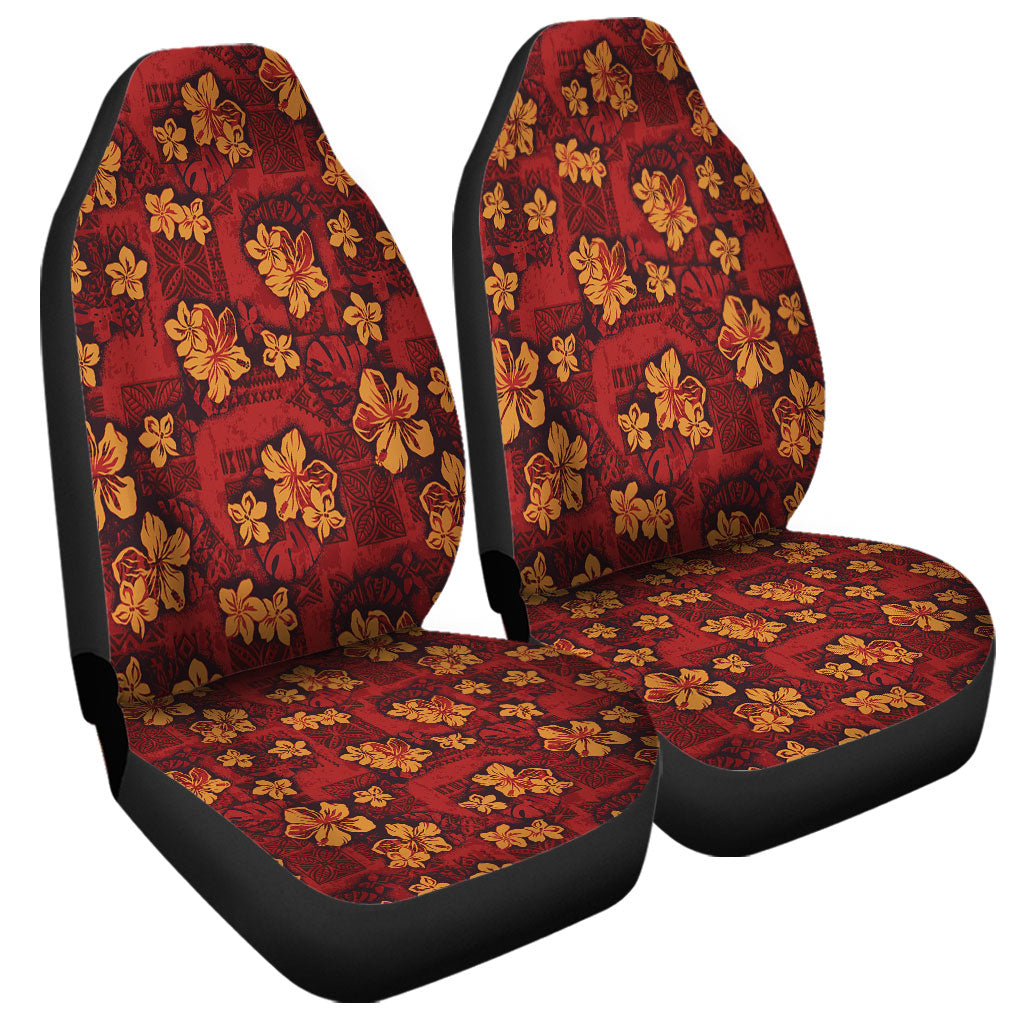 Hawaii Car Seat Covers Polynesian Tribal And Hibiscus Vintage Red Gold