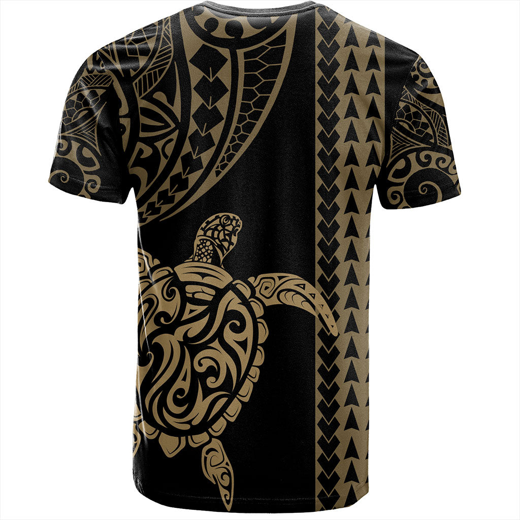 Hawaii T-Shirt Polynesian Tribal Turtle Gold