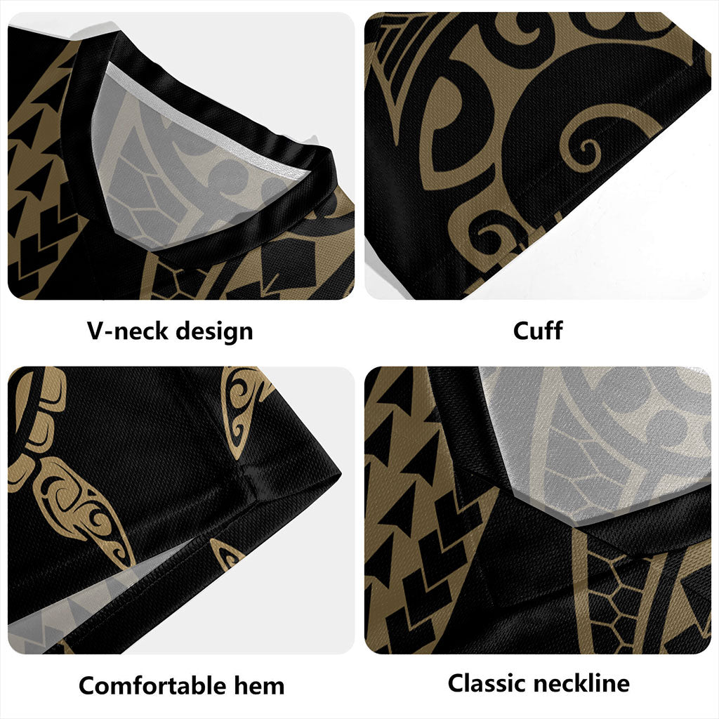 Hawaii Rugby Jersey Polynesian Tribal Turtle Gold
