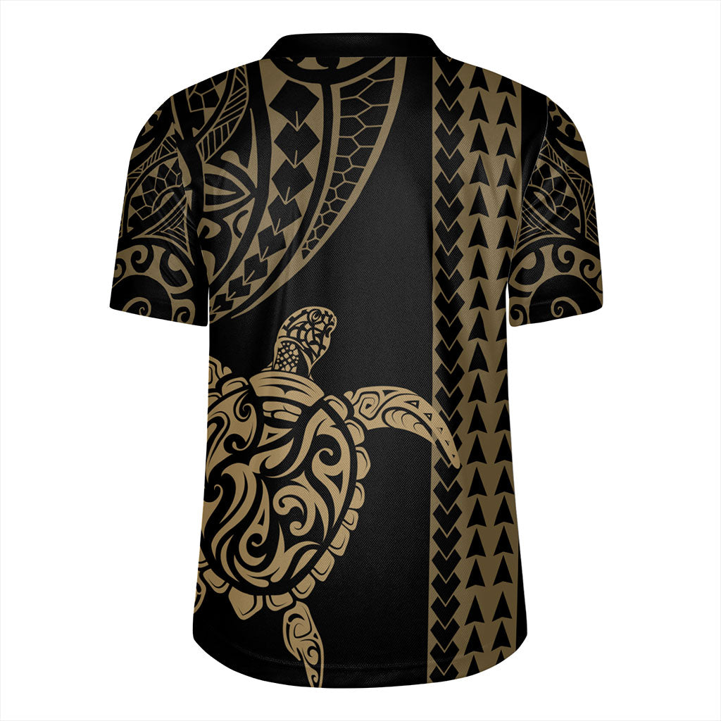Hawaii Rugby Jersey Polynesian Tribal Turtle Gold