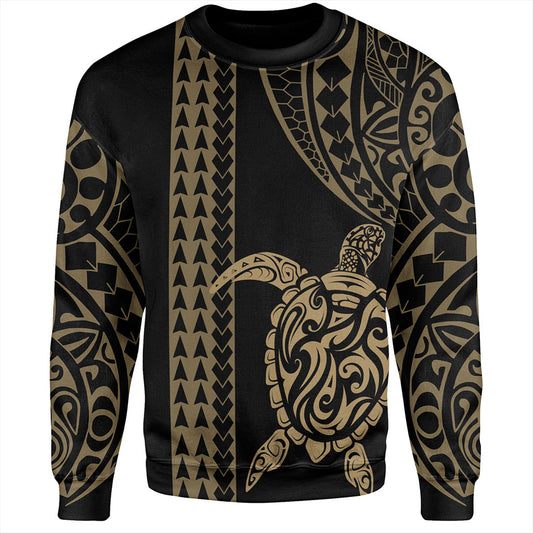 Hawaii Sweatshirt Polynesian Tribal Turtle Gold