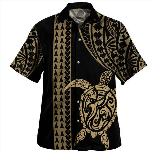 Hawaii Hawaiian Shirt Polynesian Tribal Turtle Gold