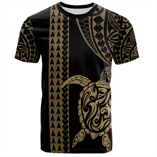 Hawaii T-Shirt Polynesian Tribal Turtle Gold