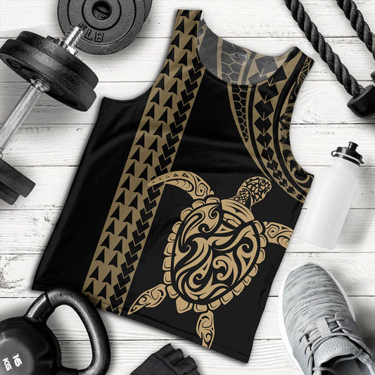 Hawaii Tank Top Polynesian Tribal Turtle Gold