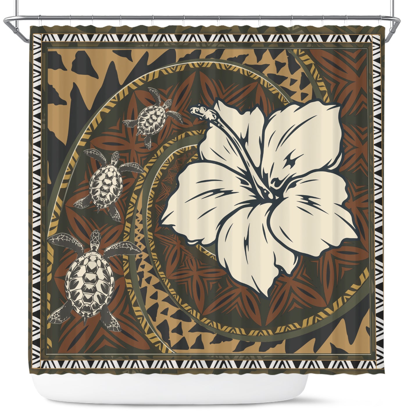 Polynesian Turtle Retro Style Shower Curtain