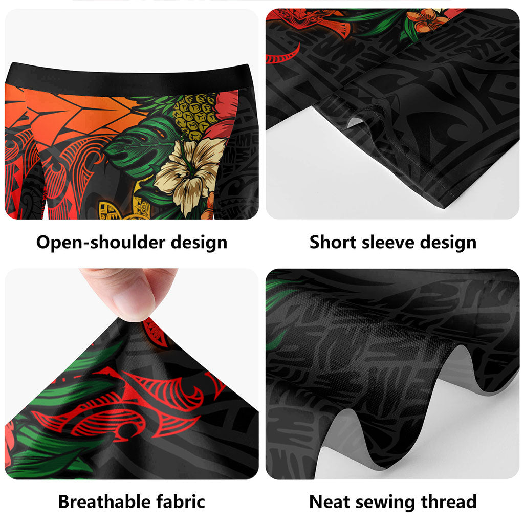 Hawaii Short Sleeve Off The Shoulder Lady Dress Polynesian Turtle Tropical