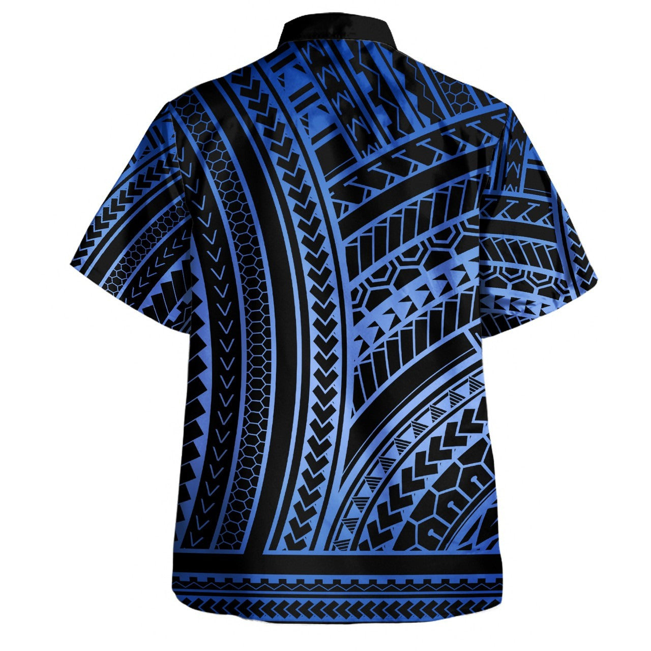 Hawaii Combo Short Sleeve Dress And Shirt Polynesian Pattern Tattoo Blue