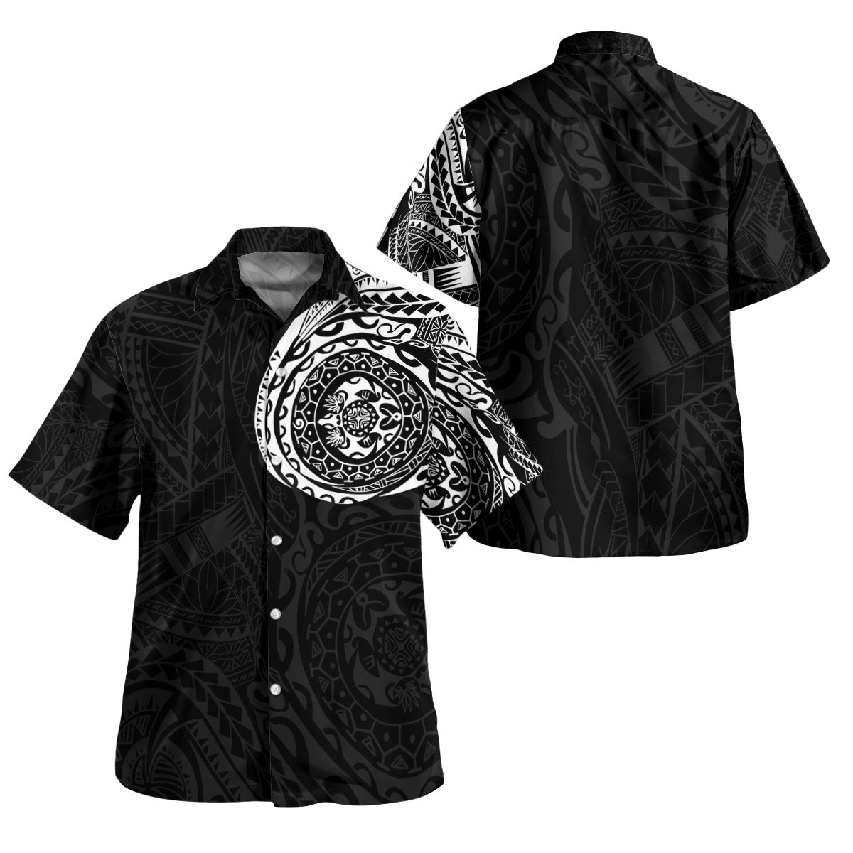 Polynesian Hawaiian Shirt - Polynesian Tattoo Style Version 2 White