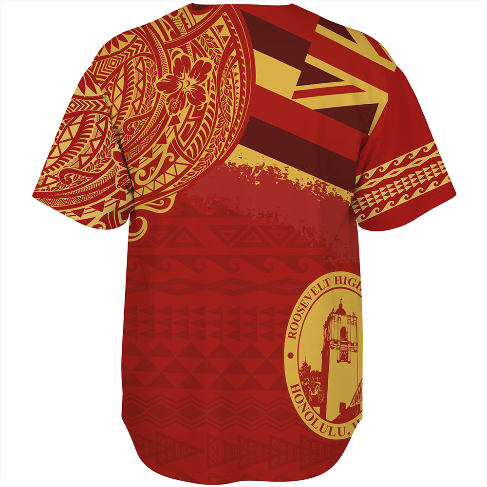 Hawaii Baseball Shirt President Theodore Roosevelt High School With Crest Style