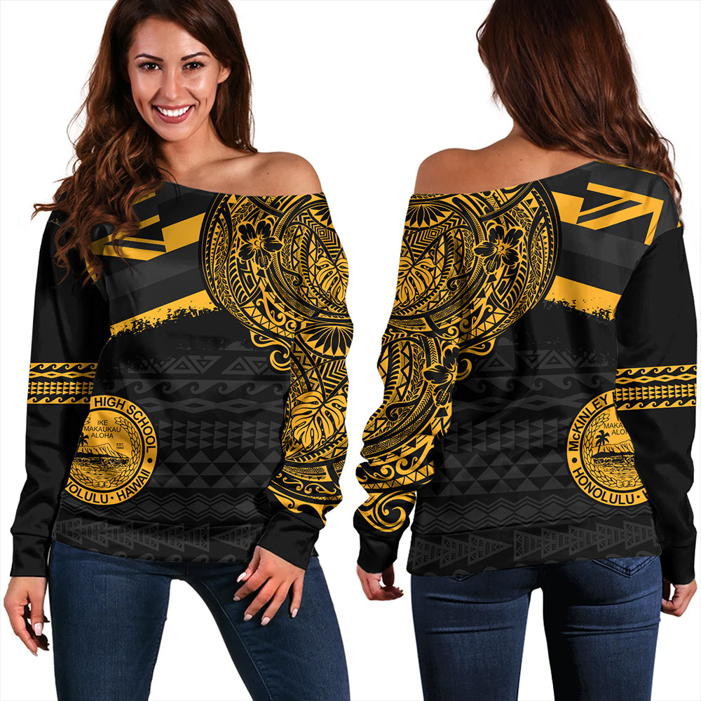 Hawaii Off Shoulder Sweatshirt President William McKinley High School With Crest Style