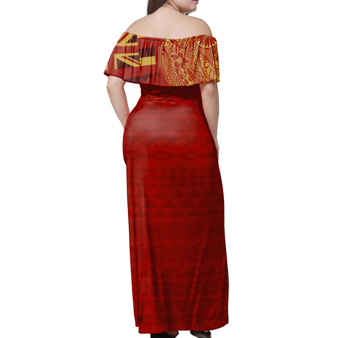 Hawaii Woman Off Shoulder Long Dress President Theodore Roosevelt High School With Crest Style