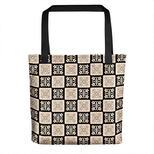 Hawaii Tote Bag Puakenikeni Lei Seamless Pattern Cream