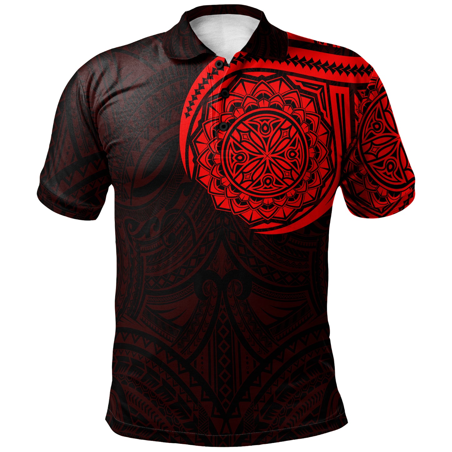 Polynesian Polo Shirt - Polynesian Flowers Tattoo Style