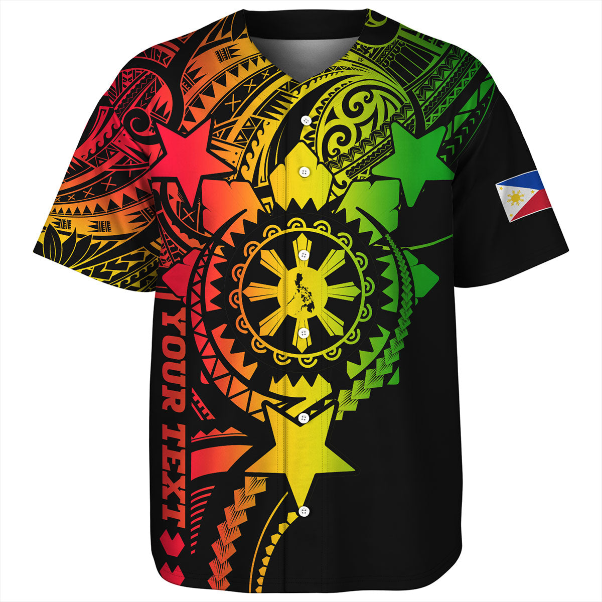 Philippines Filipinos Baseball Shirt - Proud To Be Filipino Tribal Sun Batok Reggae Style