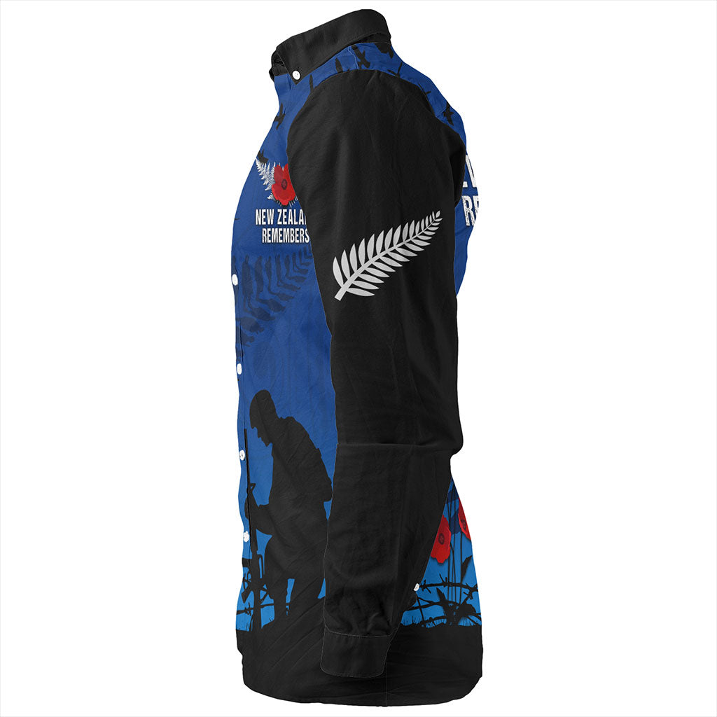 New Zealand Long Sleeve Shirt Silver Fern Lest We Forget Remember