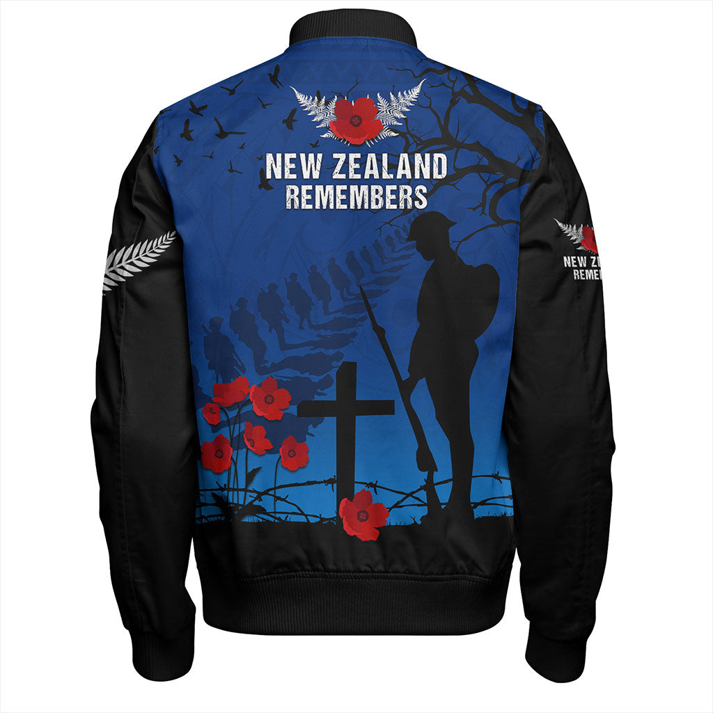 New Zealand Bomber Jacket Silver Fern Lest We Forget Remember