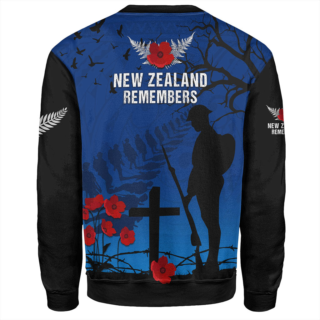 New Zealand Sweatshirt Silver Fern Lest We Forget Remember