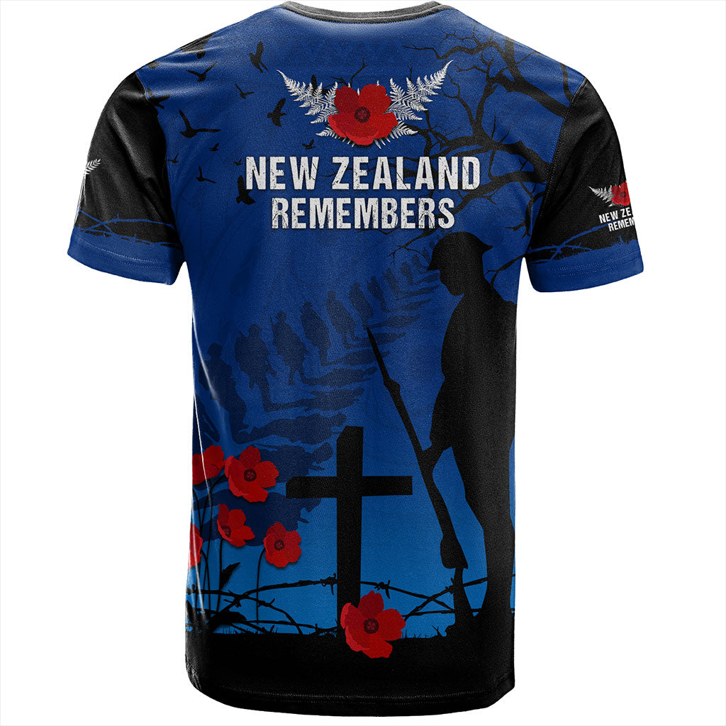 New Zealand T-Shirt Silver Fern Lest We Forget Remember