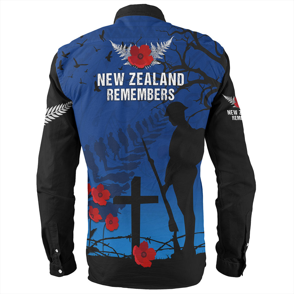 New Zealand Long Sleeve Shirt Silver Fern Lest We Forget Remember