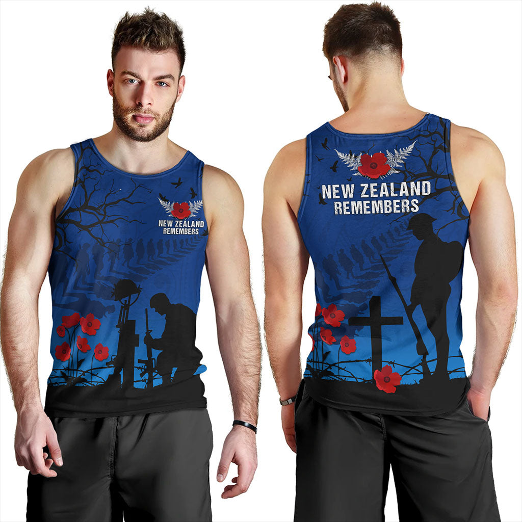 New Zealand Tank Top Silver Fern Lest We Forget Remember
