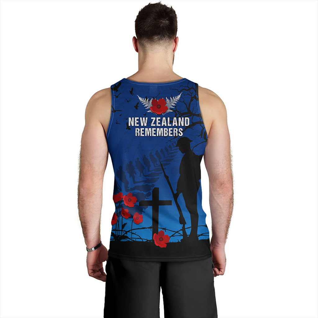 New Zealand Tank Top Silver Fern Lest We Forget Remember