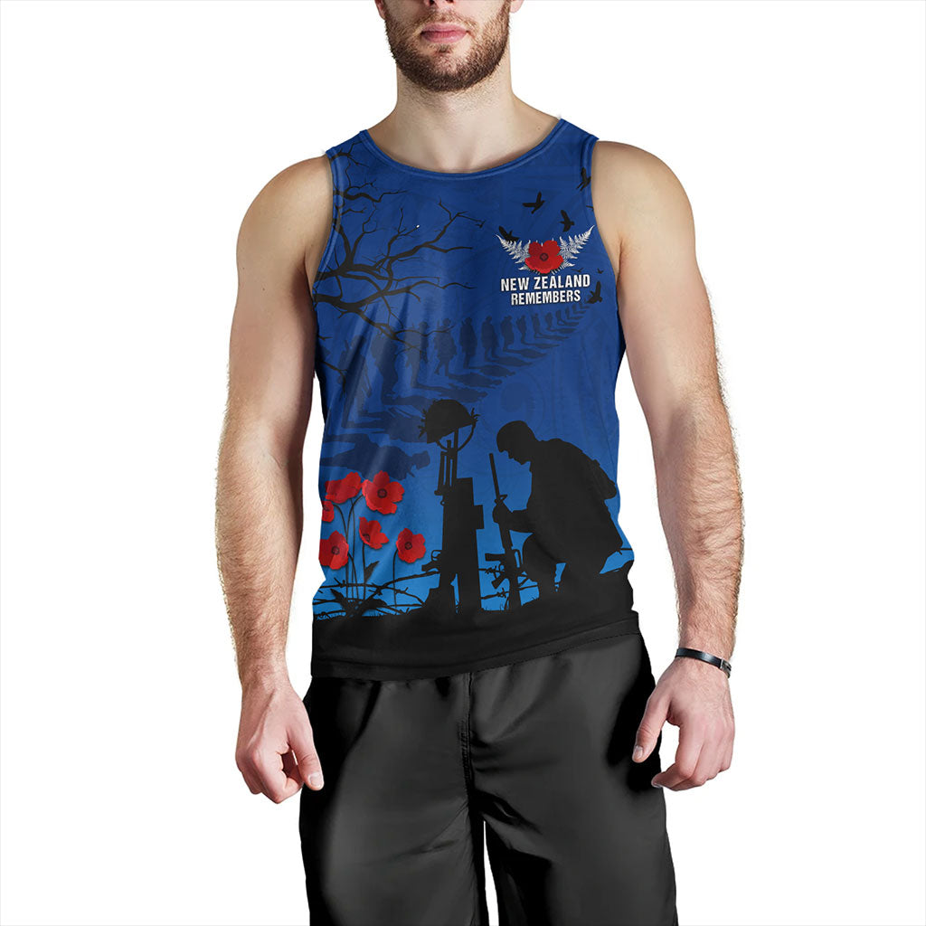 New Zealand Tank Top Silver Fern Lest We Forget Remember